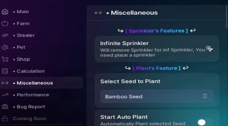 Grow A Garden: Infinite Sprinkler, Auto Plant, Auto buy!