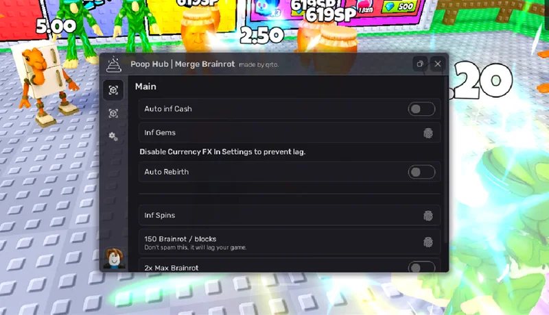 MERGE BRAINROT: Auto Inf Cash, Auto Rebirth, Inf Spins!