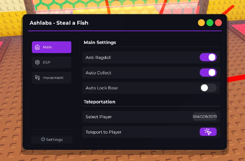 Steal A Fish: Anti Ragdoll, Auto Collect, Auto Lock Base