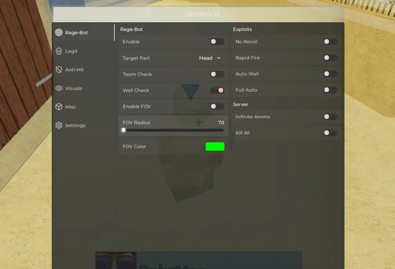 Counter Blox: Auto Wall, FOV Radius, Target Part, Team Check