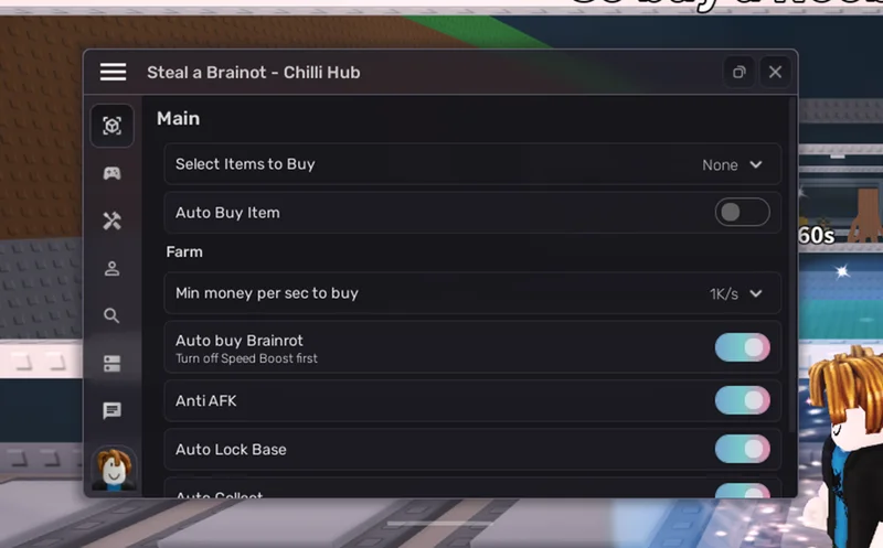 Steal a Brainrot: Auto Buy Item, Anti AFK, Auto Lock Base