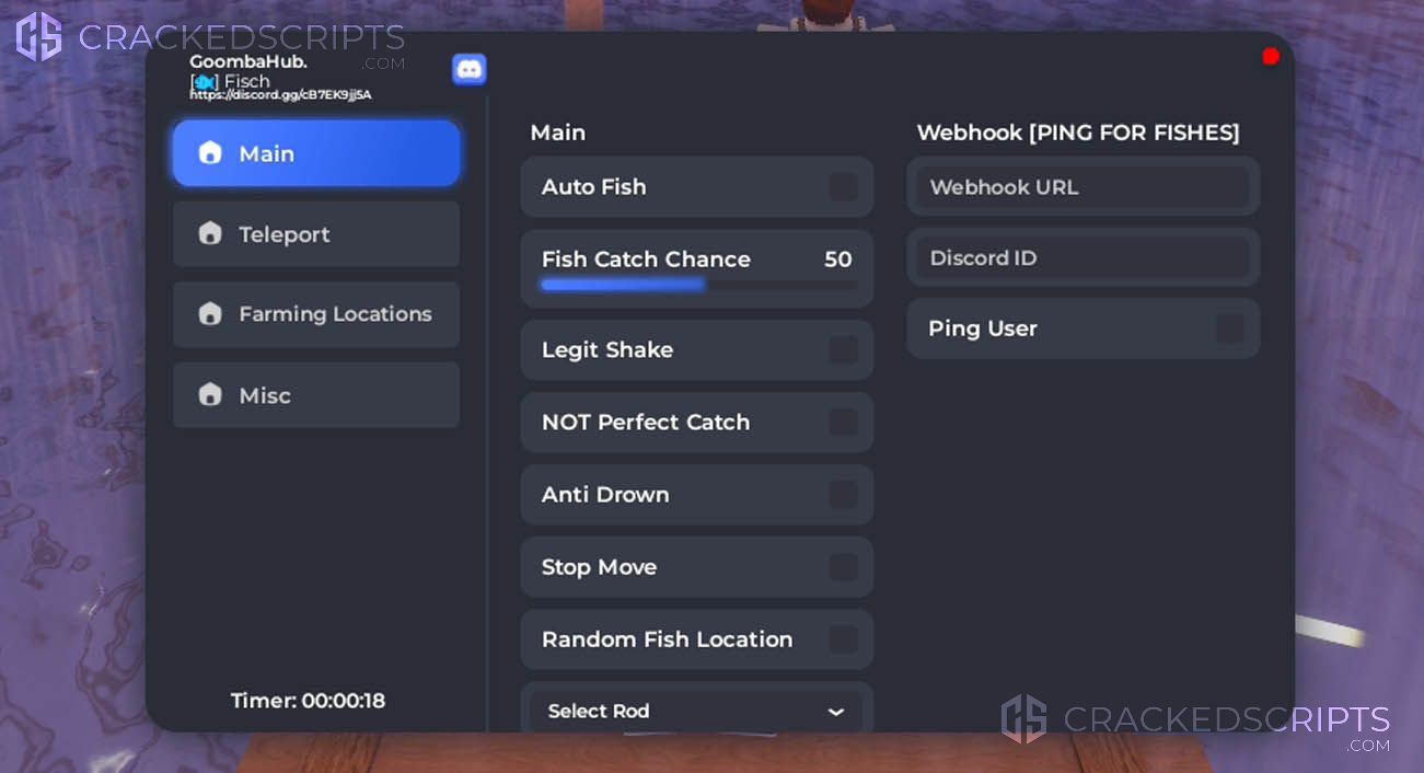 Fisch: GoombaHub | Auto Fish, Legit Shake, Webhook, Teleport, Anti Drown, E.T.C