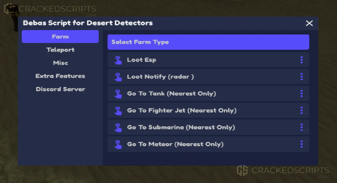 Desert Detectors: Loot ESP, Loot Notify, Go to Tank, Go to Fighter-jet !