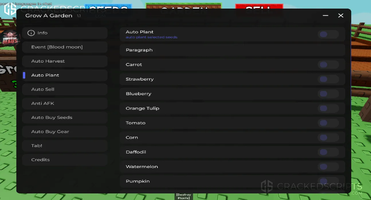 Grow a Garden: Auto Plant, Auto Sell, Anti AFK!